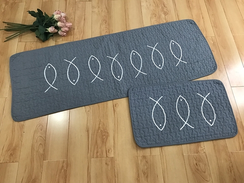 Thảm set 2 - Cá 7 con, Viền xám - T2N04802
