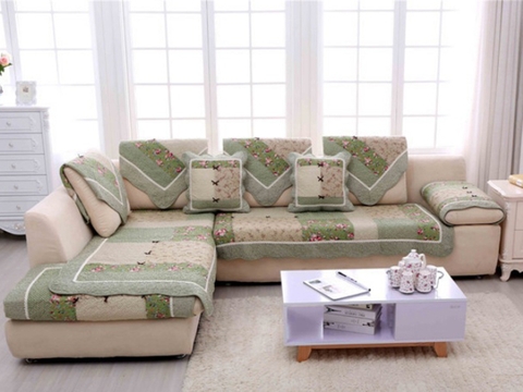 Thảm sofa 70x70cm - 3 nơ xanh lá - TSF01570