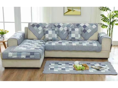 Thảm sofa 90x180cm - Caro xanh dương trắng - TSF00892