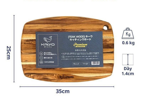 Thớt gỗ Teak Kaiyo Oval size M 25x35x1.4cm VNOV02 - DCB09205