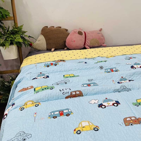 Chăn lẻ 130x150 - Ô vuông hồng tím - CLB0242012