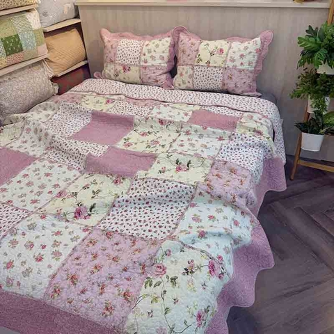 Chăn bộ 3 món 230x250cm - Viền caro nhỏ - CNB3053601