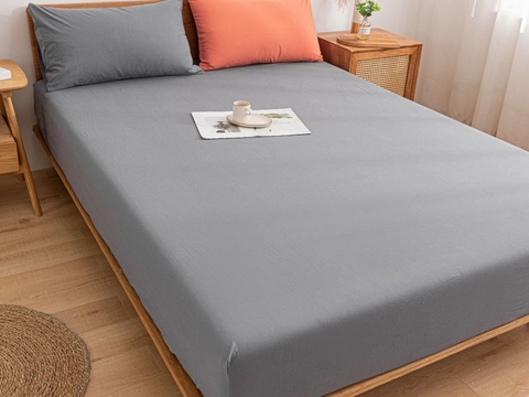 Drap bọc 180x200cm + 2 vỏ gối - màu xám - DRP02232