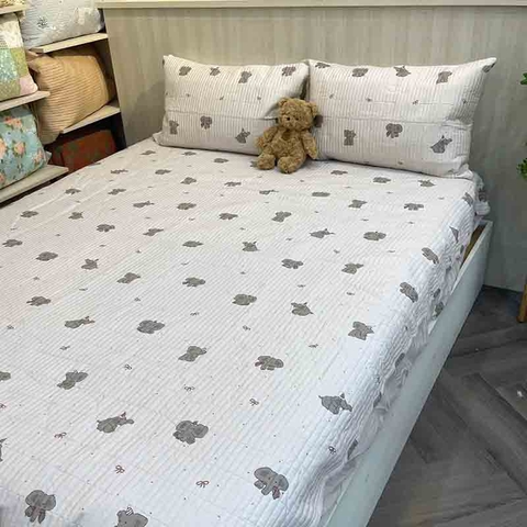 Drap bọc cotton 180x200cm + 2 vỏ gối - DRP060032