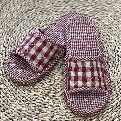 Dép vải trong nhà đế 2 lớp Freesize - Caro đỏ - GDP11331