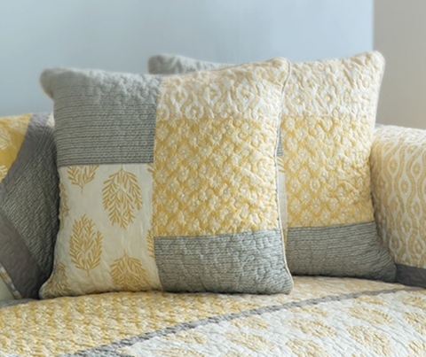 Vỏ gối tựa 45x45cm sofa TSF02045 - Ô vuông vàng xám - GTL105645
