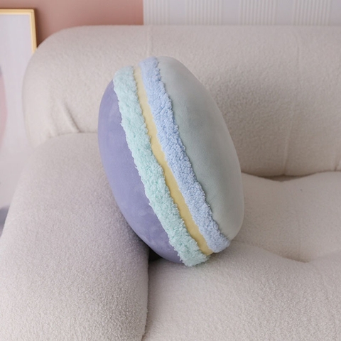 Gối trang trí - Bánh Macaron - Xanh lá tím kẹp vàng 32x32cm - GTT20131