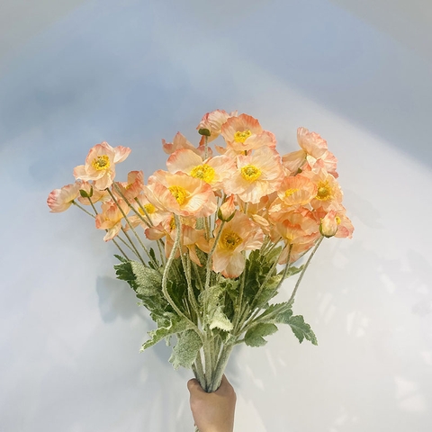 Hoa giả trang trí cành 56cm gồm 3 bông 1 nụ - Hồng viền đậm - Mẫu 03 - NTT02503