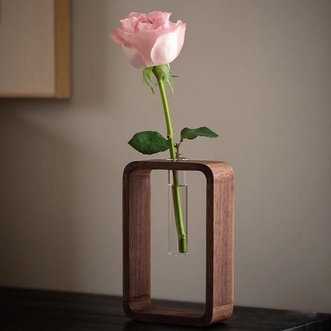 Bình hoa khung gỗ thấp 18x12cm - NTT05102