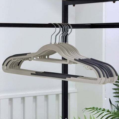 Set 10 móc treo quần áo 2 tầng - Trắng xám - NTT113012