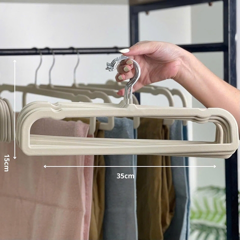 Set 10 móc treo quần áo vuông bọc nhung - NTT113091