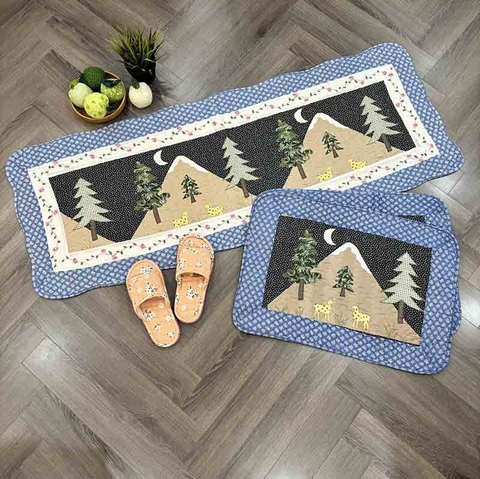 Thảm set 3 - Cây thông xanh dương - T3N05006