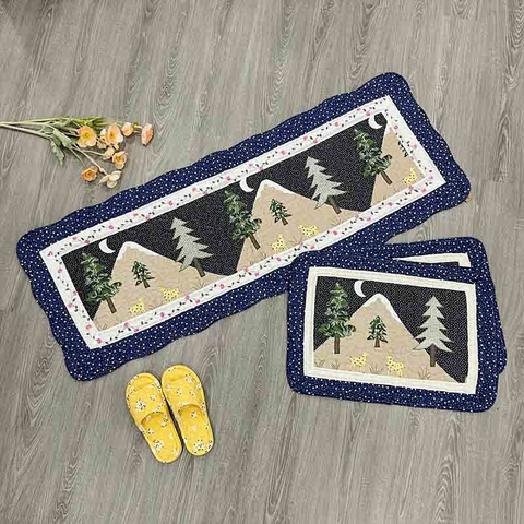 Thảm set 2 - Cây thông xanh dương đậm - T2N05007