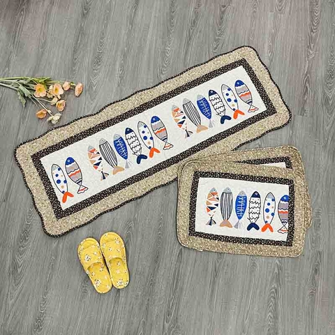 Thảm set 2 - Cá 6 con viền nâu - T2N11519