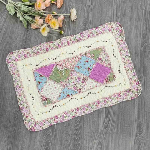 Thảm chùi chân - Ghép xéo viền trắng - hồng - TCC03503