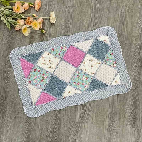 Thảm chùi chân - Ghép xéo viền xanh dương -TCC03701