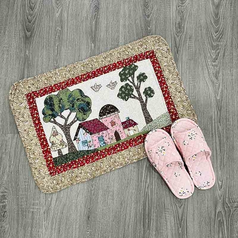 Thảm chùi chân - Cây và nhà - viền hoa - TCC04719