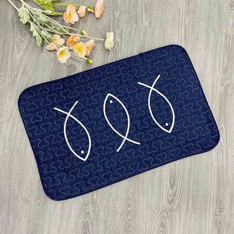 Thảm chùi chân - Cá 3 con xanh đen - TCC04801