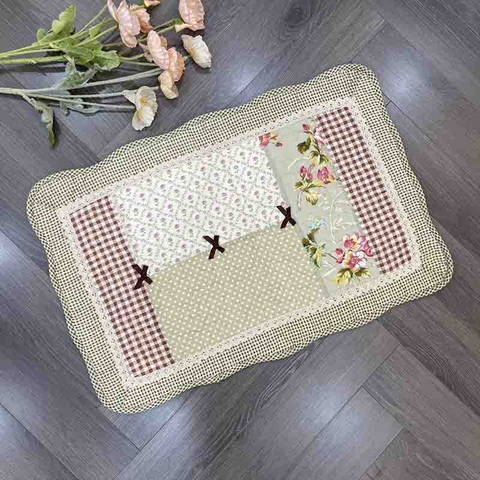 Thảm chùi chân - Ghép 3 nơ viền caro đỏ - TCC07503