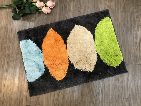 Thảm chùi chân - Hình oval nền đen 45x65cm - TLC00801