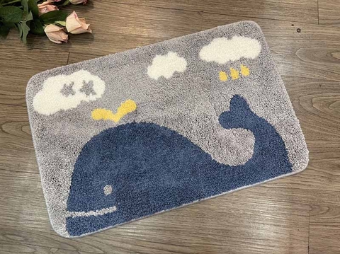 Thảm chùi chân lông 45x65 - Cá heo xanh dương - TLC04101