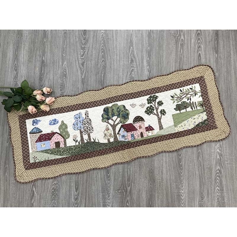 Thảm dài - ngôi nhà hồng viền nâu - TDA04503