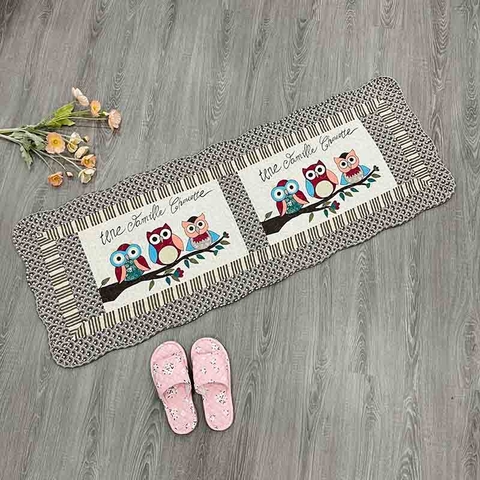 Thảm dài - 3 con cú - xám - TDA15001