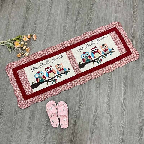 Thảm dài - 3 con cú - đỏ hồng - TDA15005