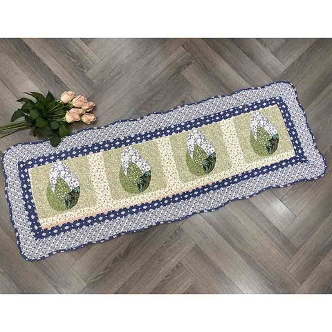 Thảm dài - lá xanh - viền xanh dương - TDA54702