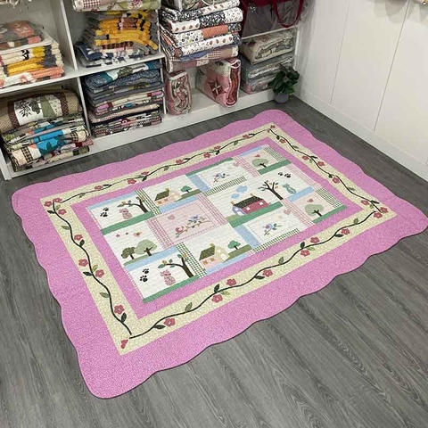 Thảm lót sàn - Mèo hoa viền hồng 200x230 - TLS13612