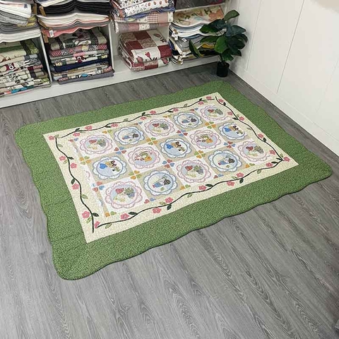 Thảm lót sàn 160x210 - cô bé và cún con - xanh lá - TLS28021