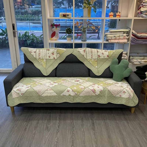 Thảm sofa 90x90cm - Xéo xanh lá - TSF00390