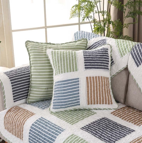 Vỏ gối tựa 45x45cm sofa TSF01645 - Chữ nhật xanh - GTL101645