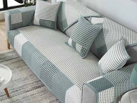 Thảm sofa 70x70cm - Ô vuông sọc xanh lá - TSF07970