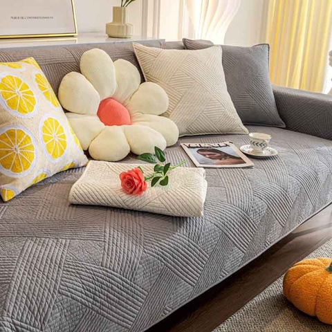 Thảm sofa 70x70cm - Đan xéo xám - TSF12470