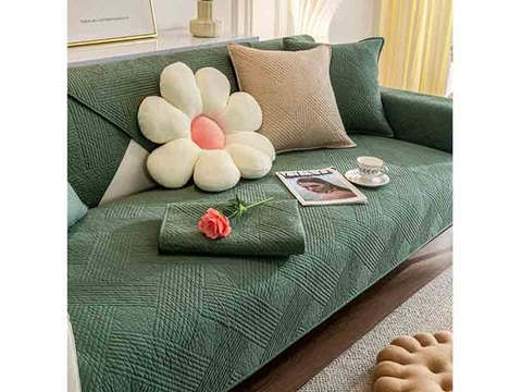 Thảm sofa 90x90cm - Đan xéo xanh lục - TSF12590