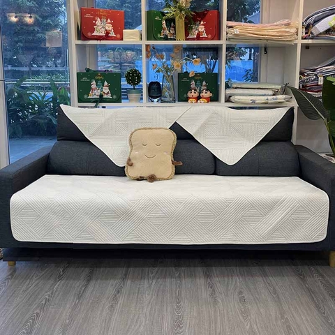 Thảm sofa 90x180cm - Đan xéo trắng - TSF12692