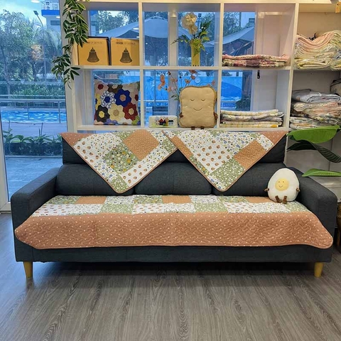 Thảm sofa 90x90cm - Ô vuông xanh lá và đỏ - TSF15290