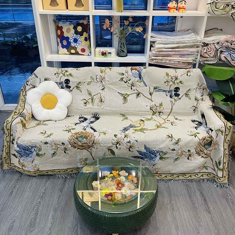 Thảm sofa 130x180cm - Chim khổng tước - TTC01413