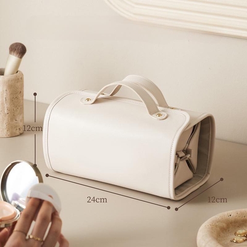 Túi đựng đồ trang điểm đa năng 25x12x12cm - Màu trắng kem -  BLT08902