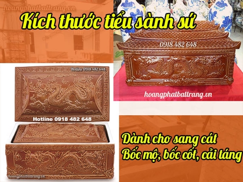 Kích thước tiểu sành, tiểu gốm sứ phục vụ trong sang cát, bốc mộ