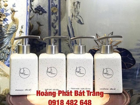 Bình đựng dầu gội, sữa tắm, dầu xả, nước rửa tay Bát Tràng