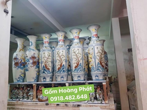 Lục bình men rạn đắp nổi tứ quý Tùng cúc trúc mai 1m55 SP4779