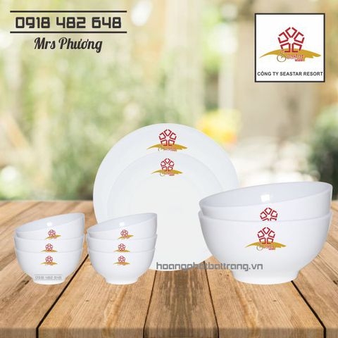 Bộ đồ ăn in ấn logo Bát Tràng 0989