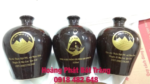 Nậm rượu Bát Tràng in ấn logo dung tích 500ml