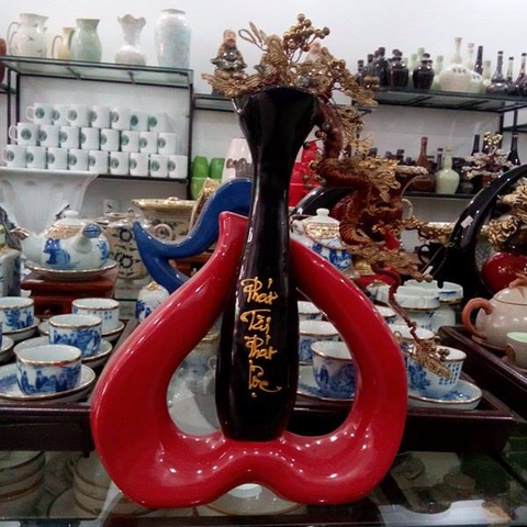 Lọ hoa nghệ thuật Gốm sứ Bát Tràng - Phát Tài Phát Lộc SP790
