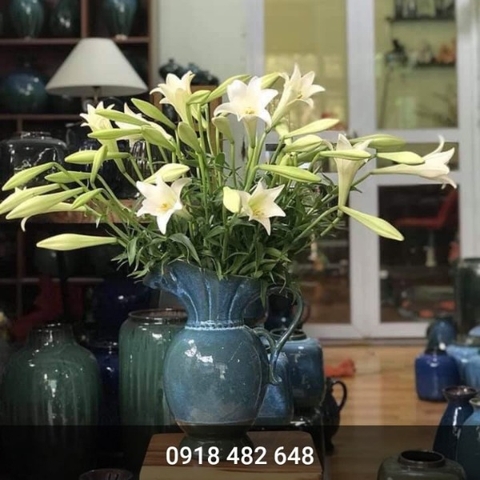 Bình sữa cắm hoa men hỏa biến Bát Tràng SP4874 - cao 35cm