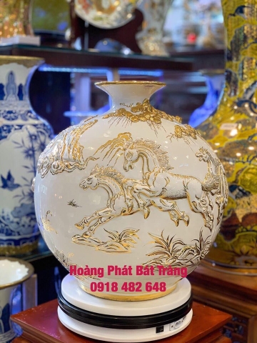 bình thu tài hút lộc Bát Tràng vàng 24k