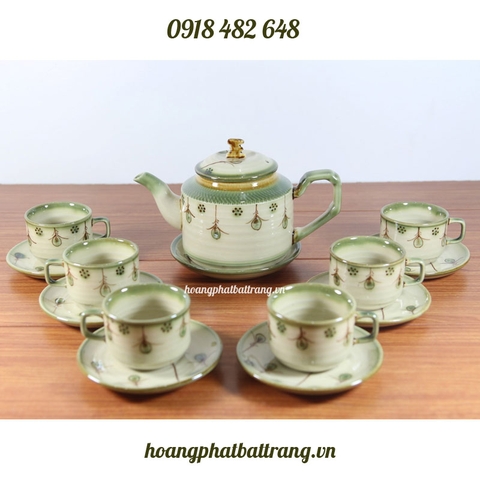 Ấm chén men xanh đồng hoa Roi SP765