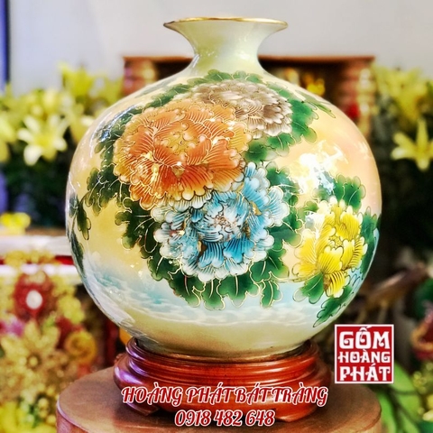 Bình hút tài lộc Thuận buồm xuôi gió vàng kim phối màu H35